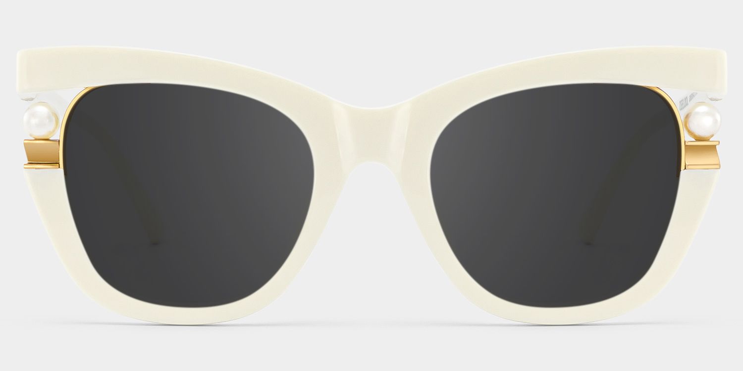 Pearl Cat Eye Style White Frame Sunglasses | ZEELOOL0