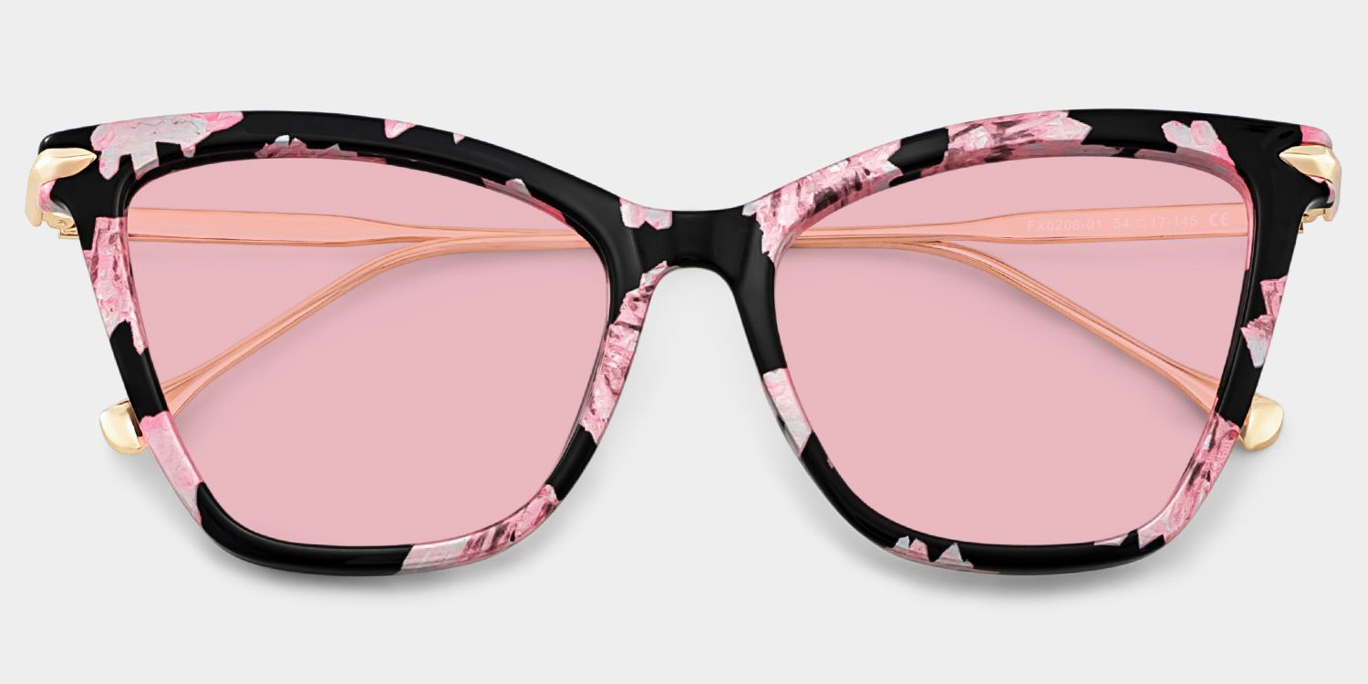 Hilary Butterfly Style Pink-Floral Frame Sunglasses | ZEELOOL1