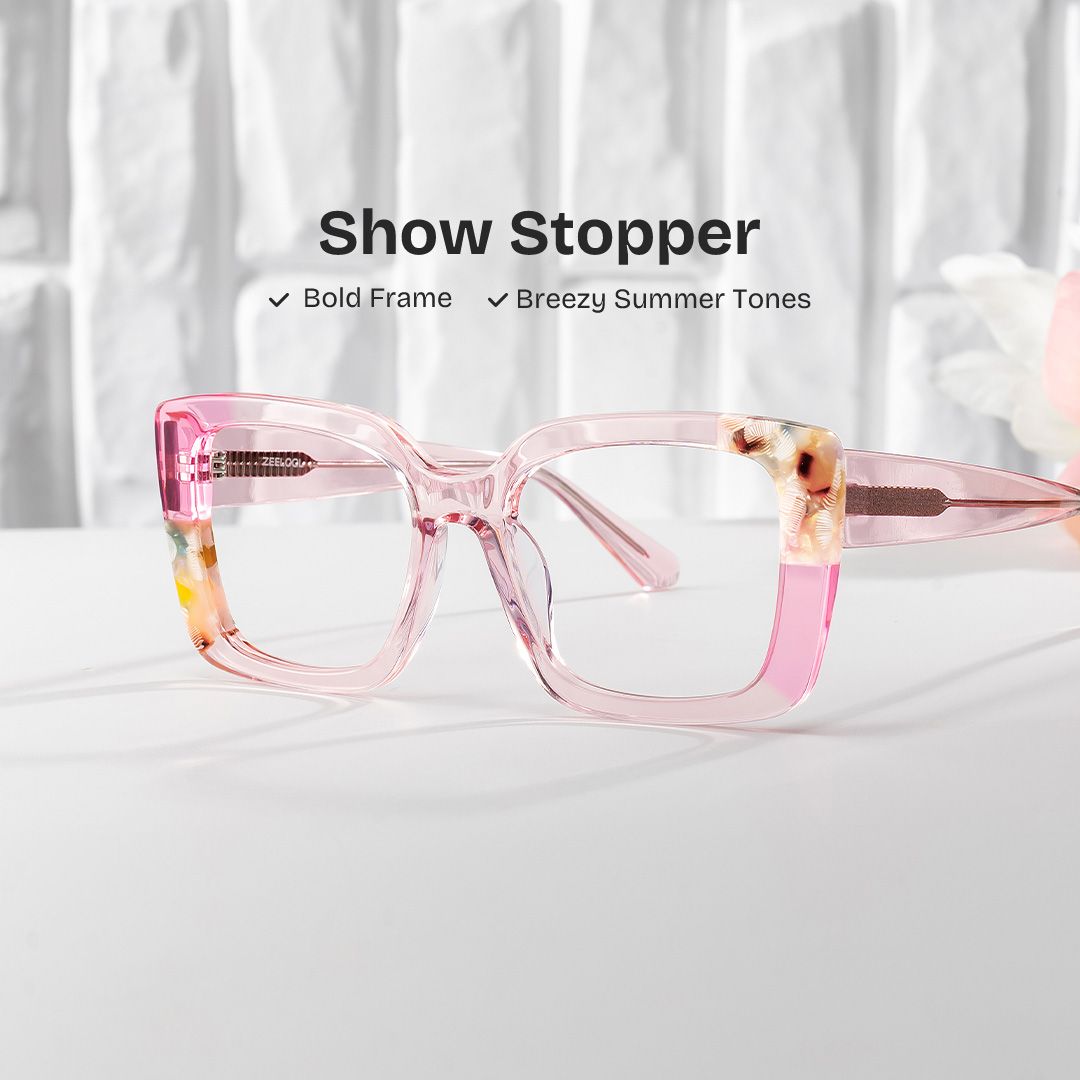 Flair Clear Pink Frame Glasses with Square Frame Online | ZEELOOL0