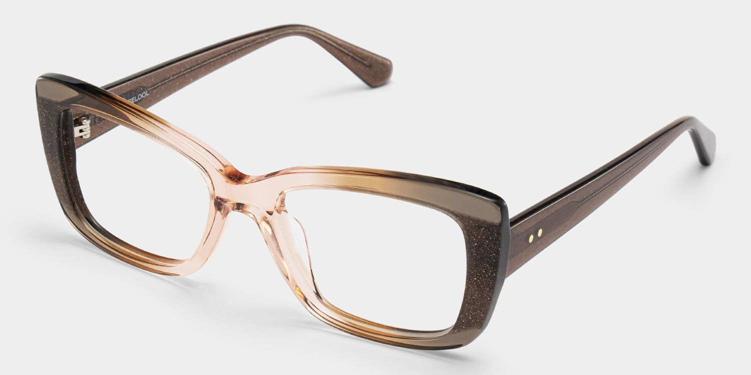 Leona Rectangle Brown Omber Glasses with Glittering Powder | ZEELOOL3