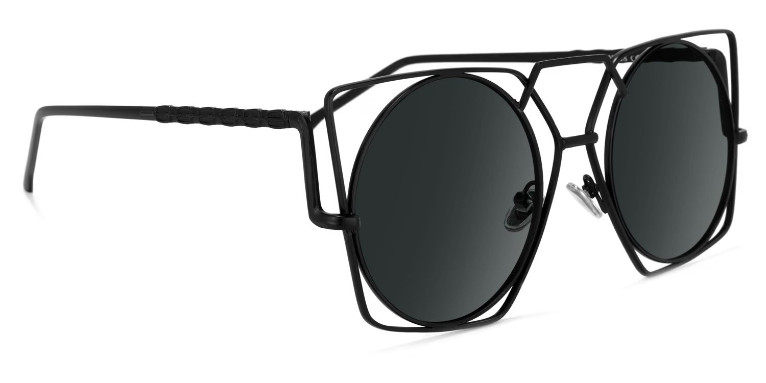 Evette Geometric Black Sunglasses for Women & Men | ZEELOOL2