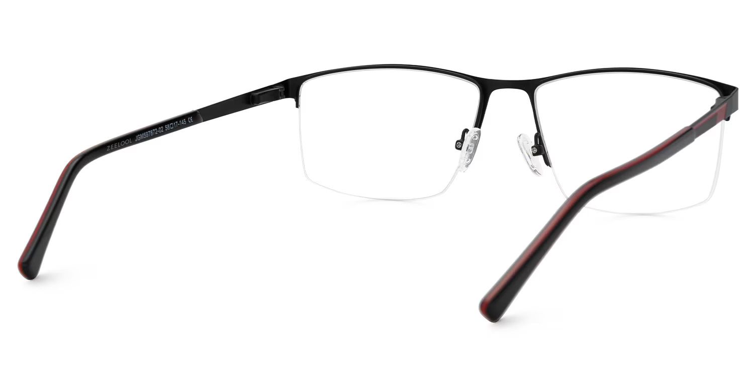 Graniela Rectangle Black Half Frame Glasses for Men | ZEELOOL4