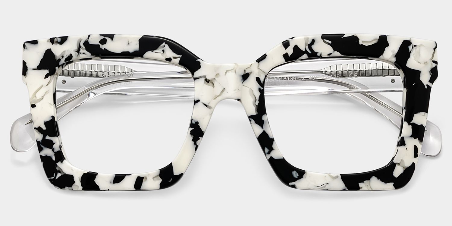 Megan Cow print Square Acetate Frame Glasses for Women | ZEELOOL2