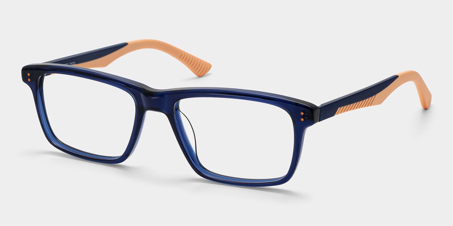 Bastian Blue Rectangle Mixed Frame Glasses for Men | ZEELOOL3
