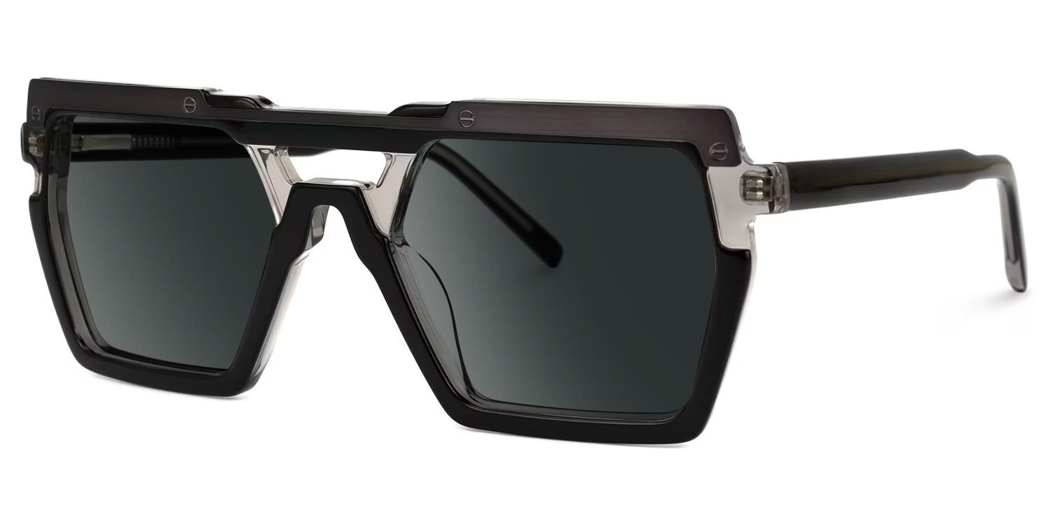 Ferguson Black Geometric Polarized Sunglasses for Driving | ZEELOOL1