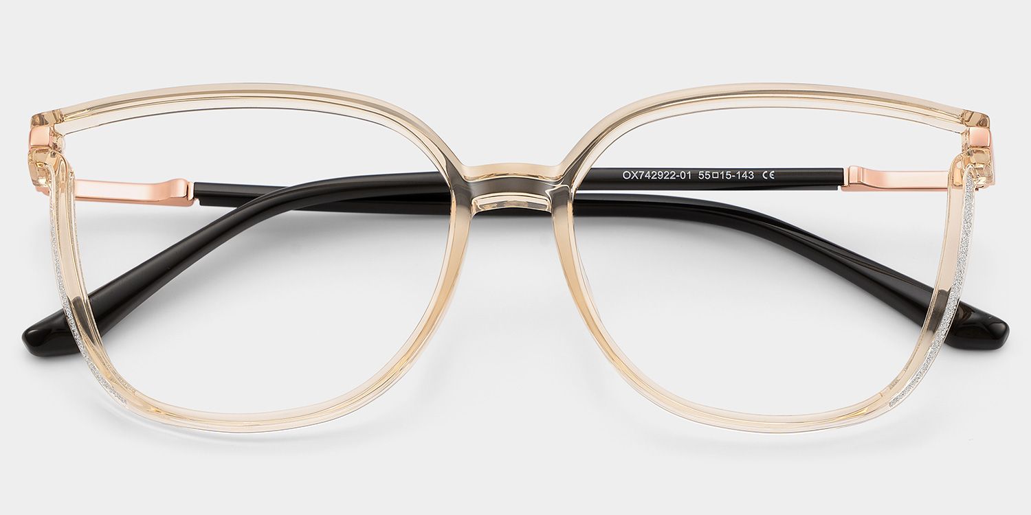 Annalisa Square Beige Thin Frame Glasses | Zeelool2