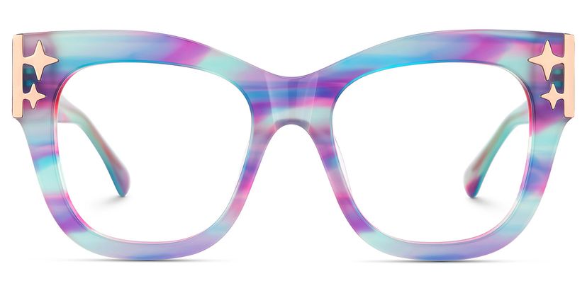 Minfia Blue Purple Square Glasses