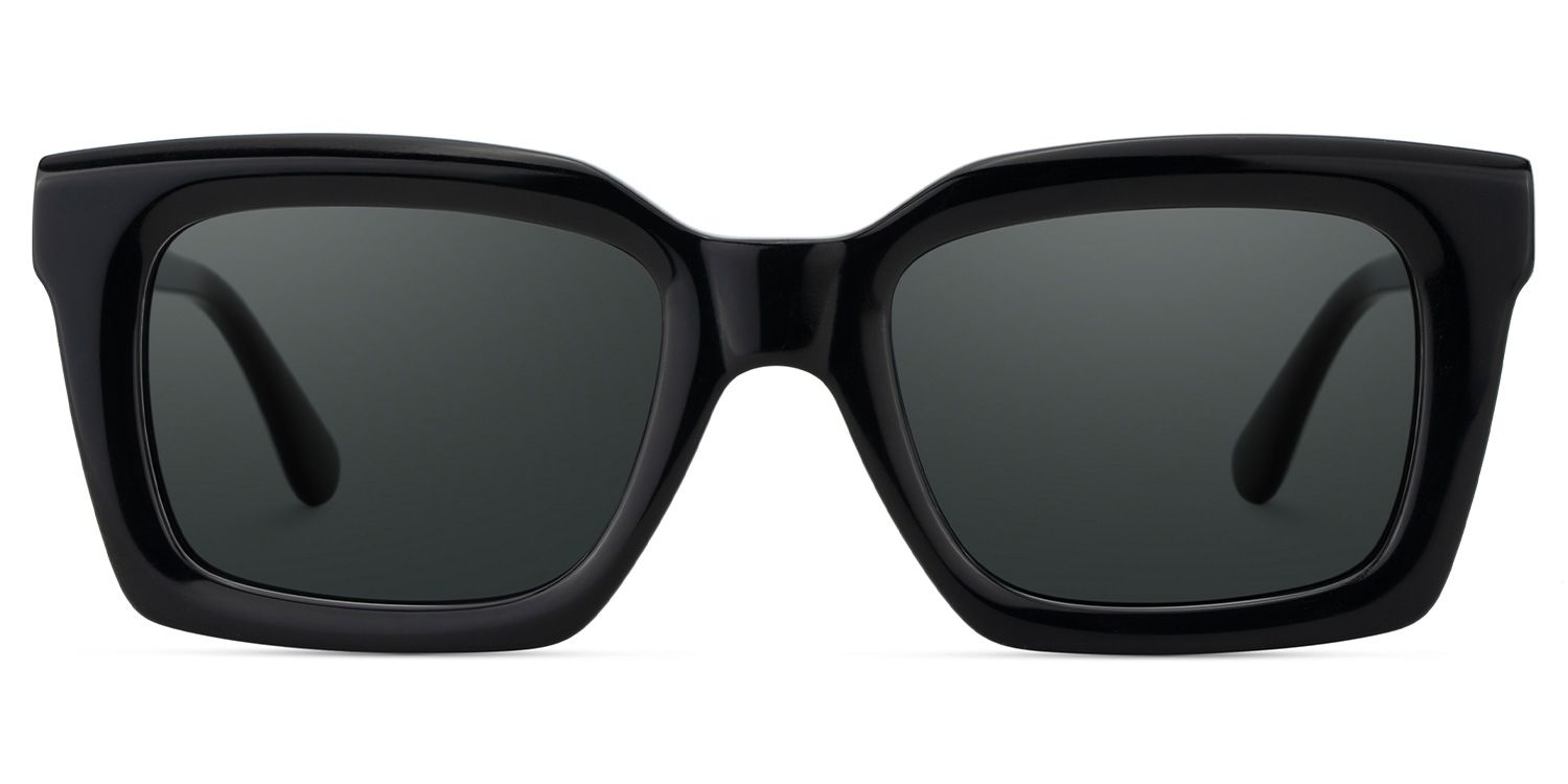 Solana Rectangle Black Prescription Sunglasses | ZEELOOL0