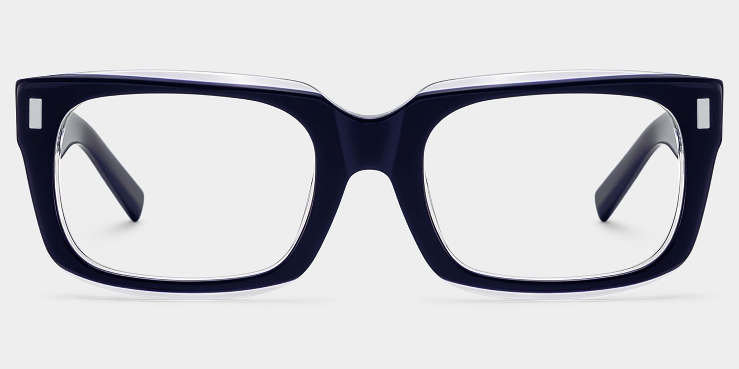 Fayssel Blue Rectangle Acetate Frame Glasses for Men | ZEELOOL1
