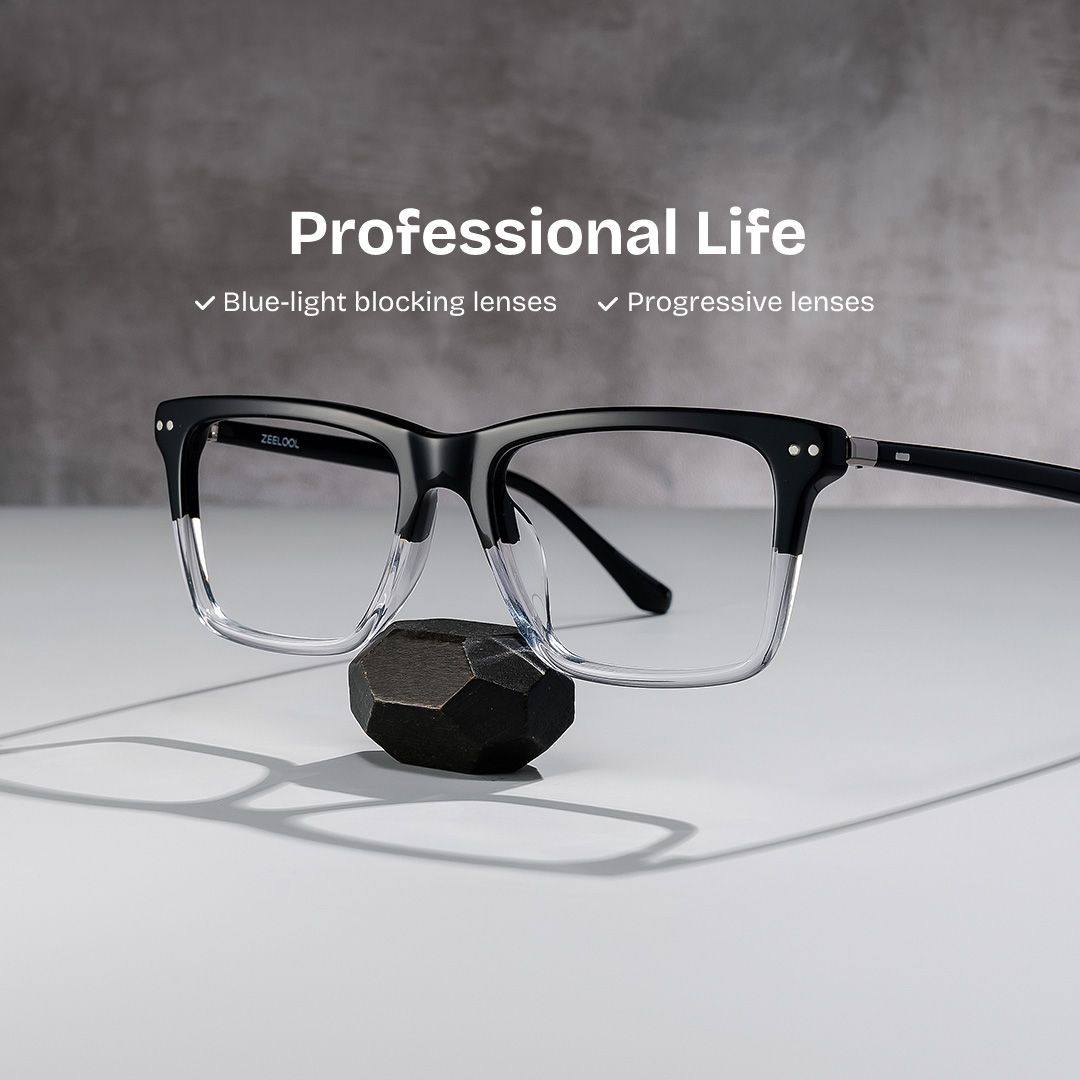 Harper Two-tone Frame Prescription Glasses with Rectangle Shape | ZEELOOL0