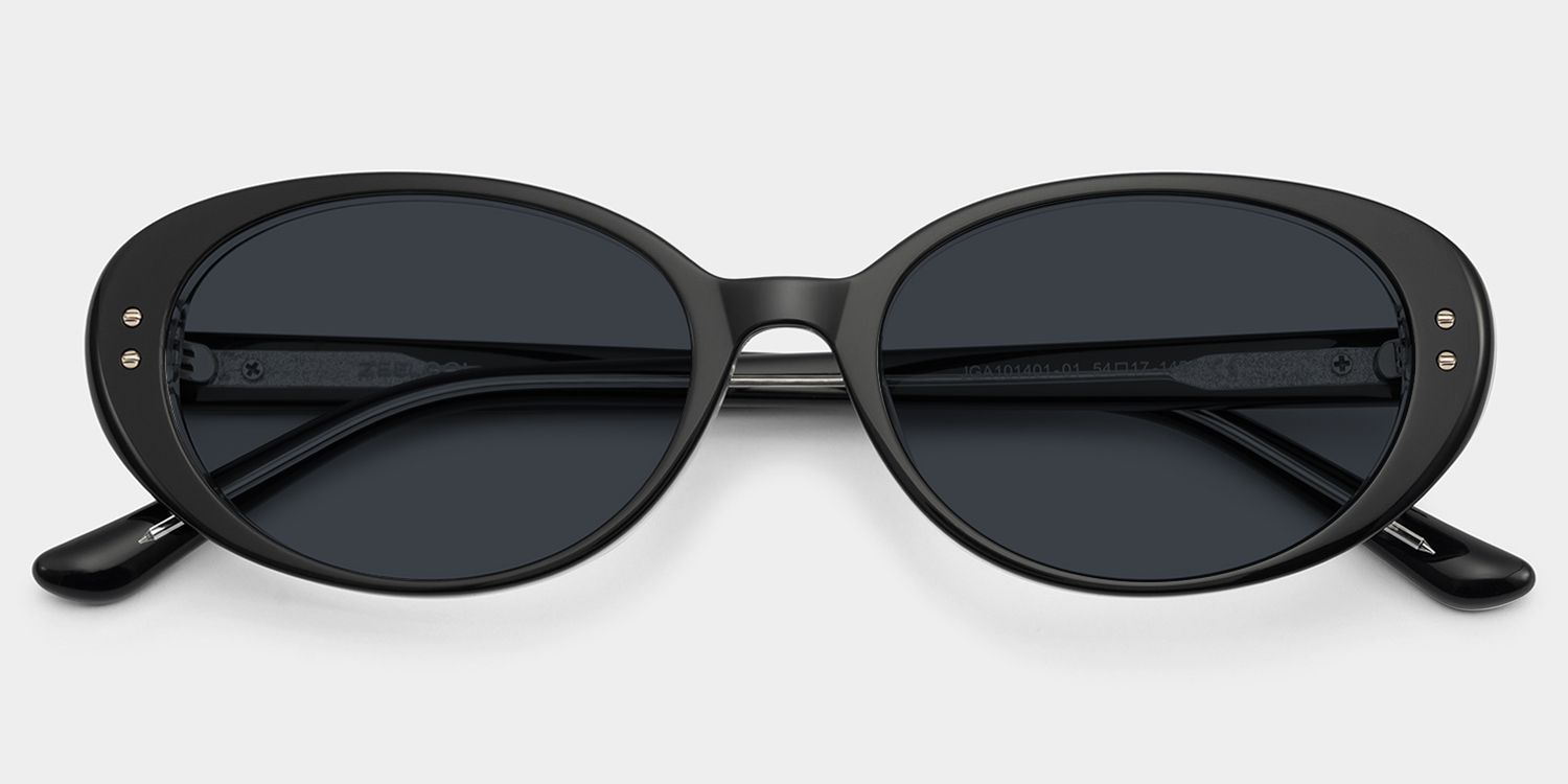 Lennon Oval Black Sunglasses for Women & Men | ZEELOOL2