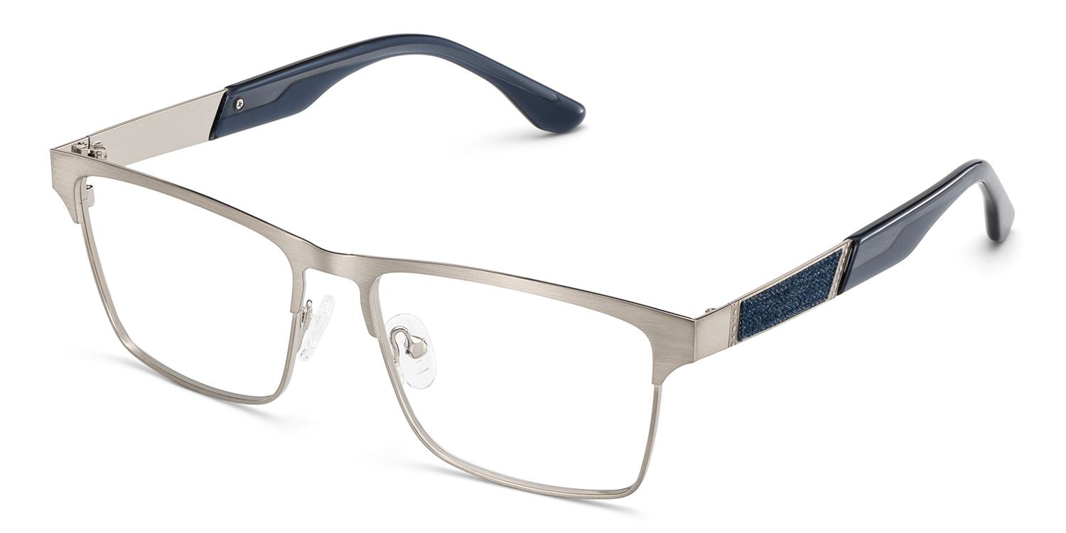 Jasper Eyeglasses in Browline Silver Frame | Zeelool3
