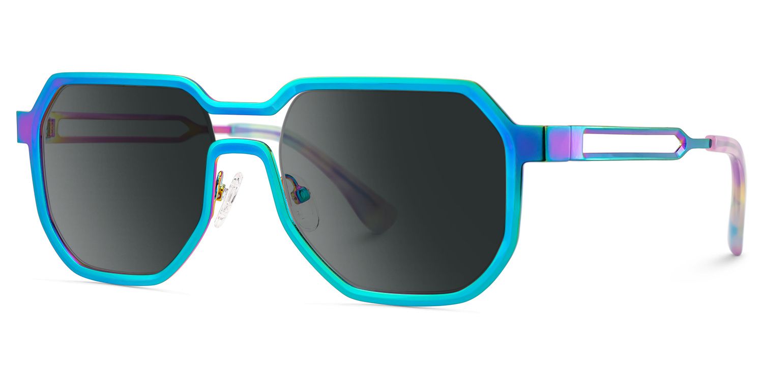 Hype Metal Iridescent Frame Sunglasses | ZEELOOL3