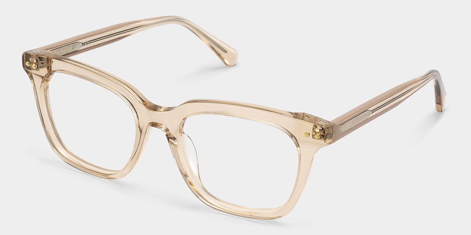 Angela Beige Clear Rectangle Glasses Frames | ZEELOOL3