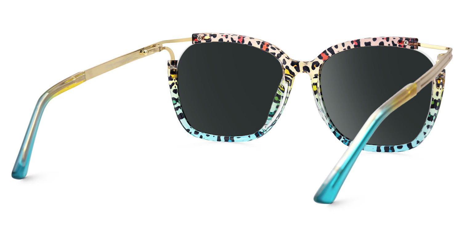 Sidibe Square Blue Leopard Prescription Sunglasses | ZEELOOL3