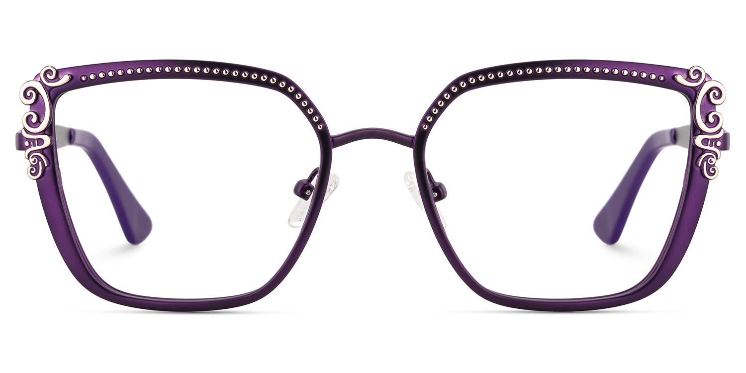 Frieze Rectangle Purple Glasses for Women | ZEELOOL0