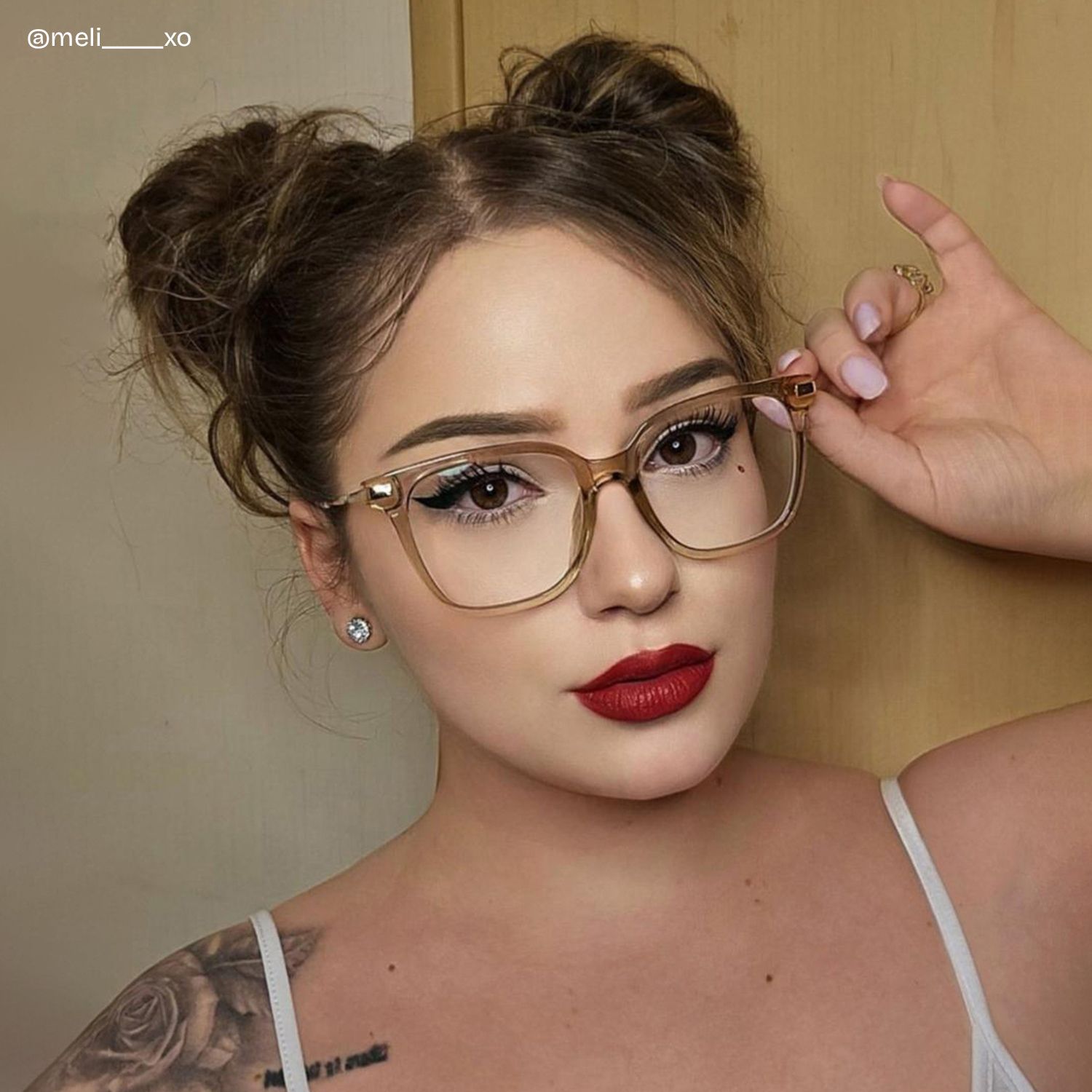 Jacqui Square Beige Eyeglasses and Clear Frame | ZEELOOL6