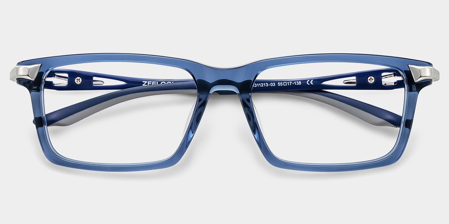 Orion Blue Rectangle Eyeglasses for Men | ZEELOOL2