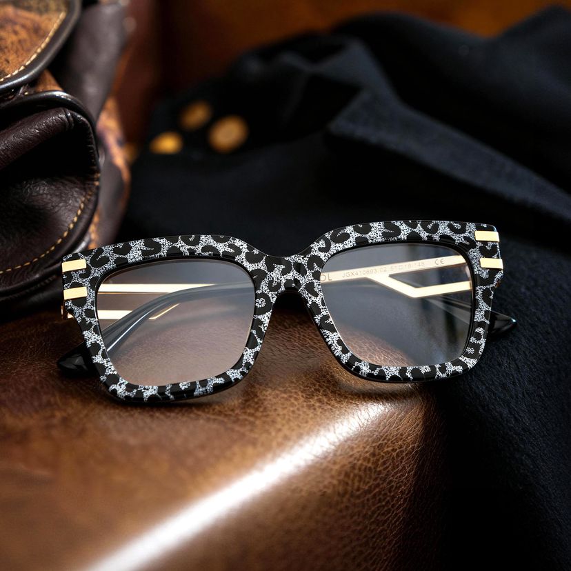 Lidia Gray Leopard Square Glasses
