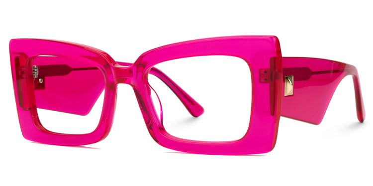 Mitia Neon-Pink Rectangle Glasses