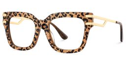 Lidia Leopard Square Glasses4