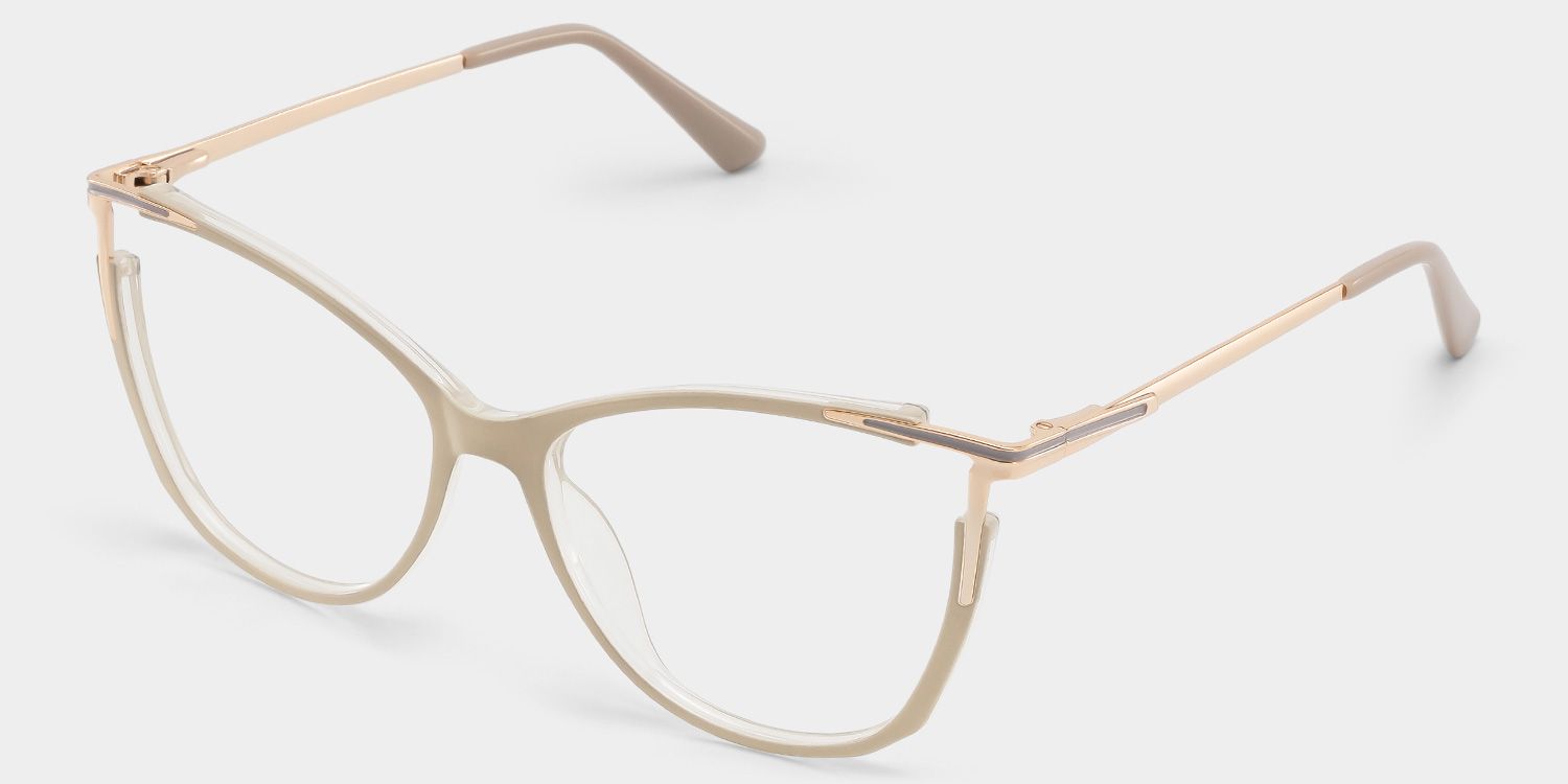 Yomary Cat-Eye Khaki Frame Glasses | ZEELOOL3