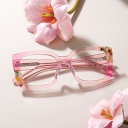 Flair Pink Square Glasses1