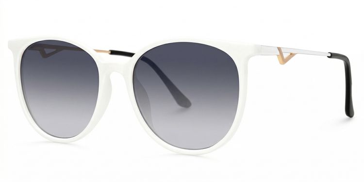Chanty White Round Sunglasses