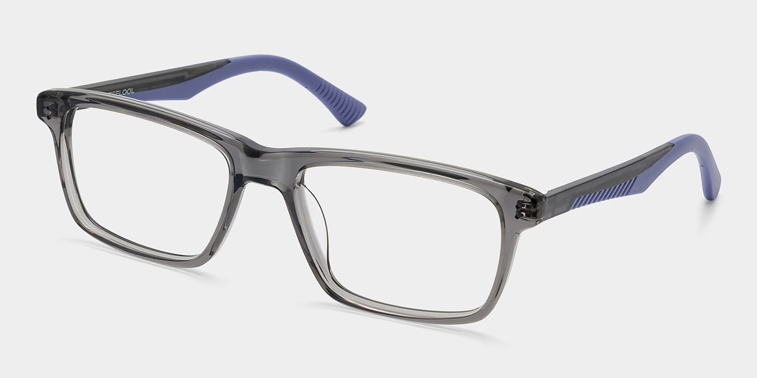 Bastian Gray Rectangle Mixed Frame Glasses for Men | ZEELOOL3