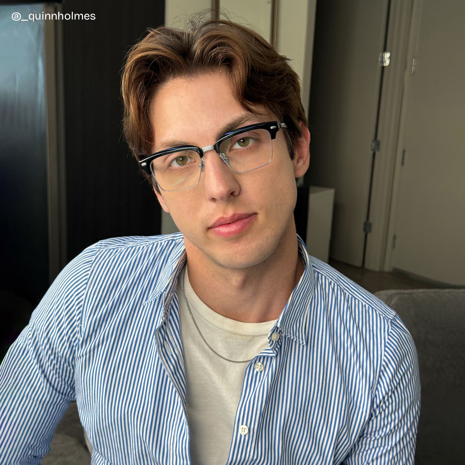 Landon Black and Silver Browline Glasses for Men | ZEELOOL6