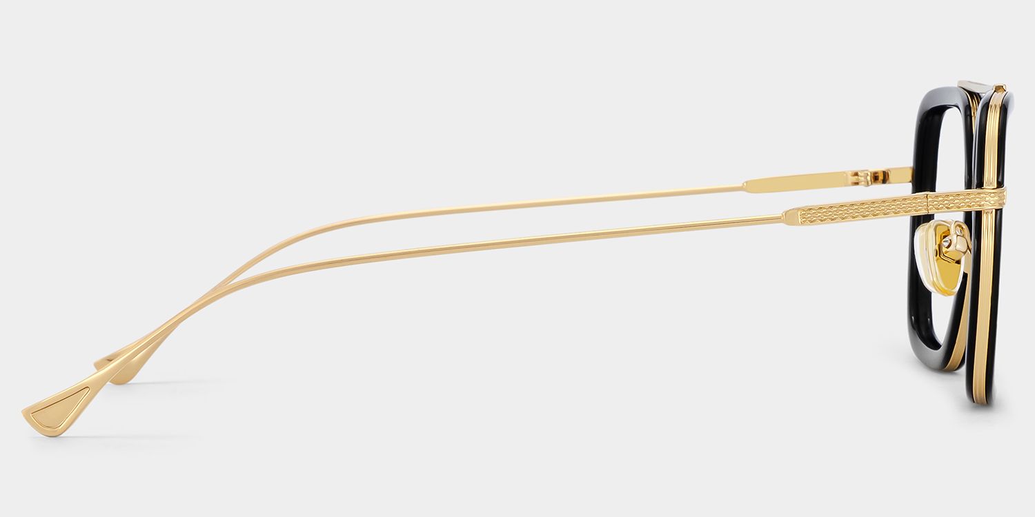 Gifford Aviator Black Frame Glasses with Gold Trim3