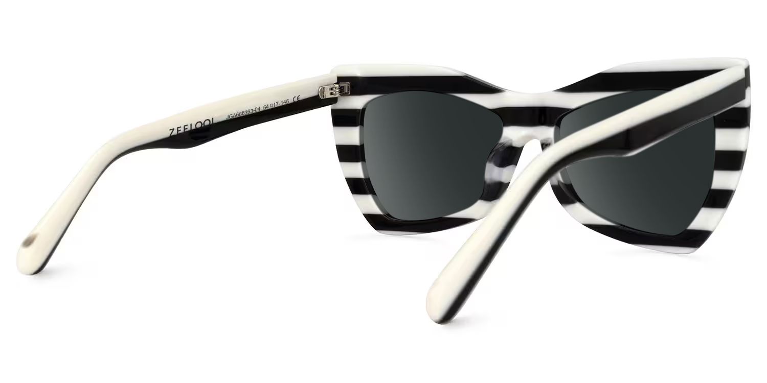Bernita Geometric Style Black-White Frame Sunglasses | ZEELOOL3