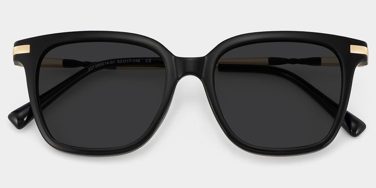 Jacqui Black Rectangle Sunglasses