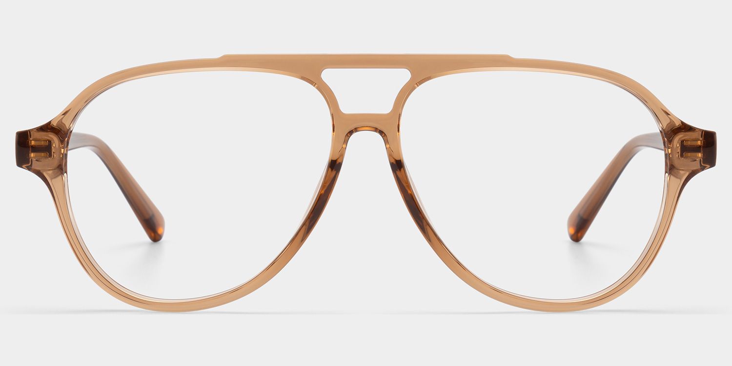 Drew Tan Clear Brown Aviator Glasses for the Female | ZEELOOL1