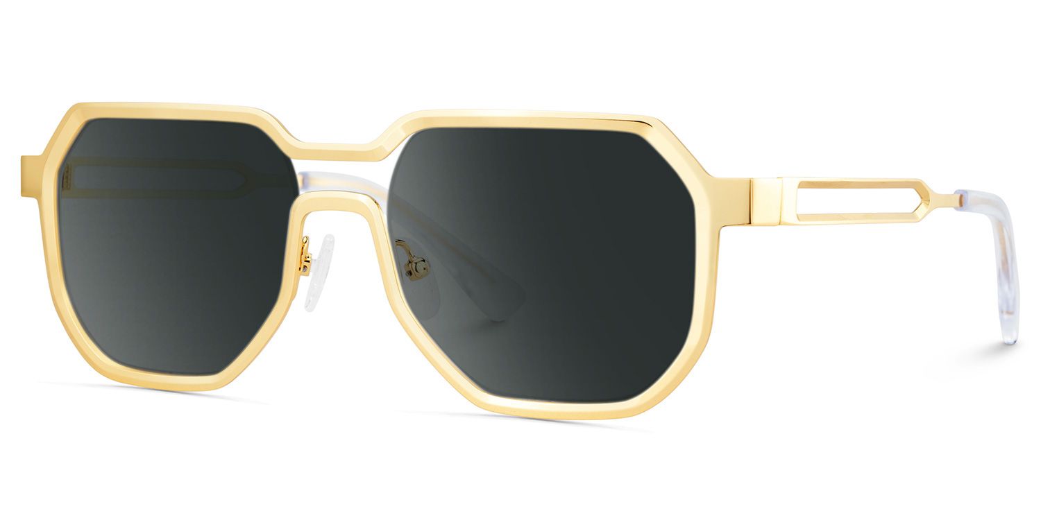 Hype Geometric Style Gold Frame Sunglasses | ZEELOOL3