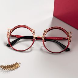 Nelida Red Round Glasses0
