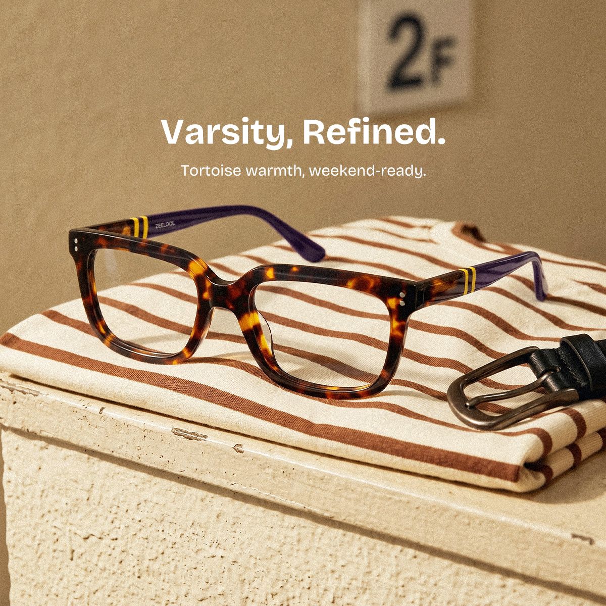 Fern Tortoise Rectangle Frame Glasses for Men | ZEELOOL0