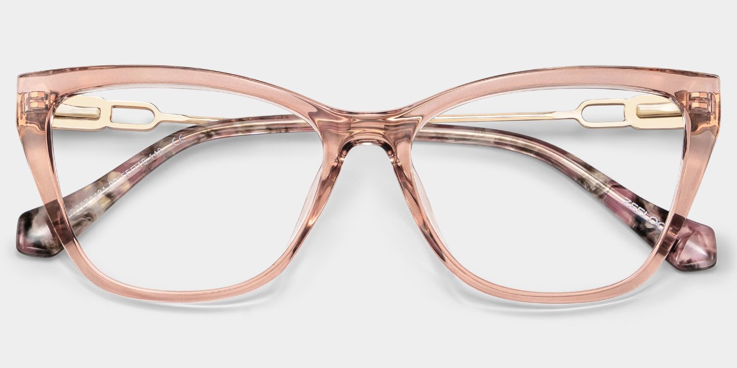 Celeste Beige Floral Cat Eye Glasses for Women | ZEELOOL2