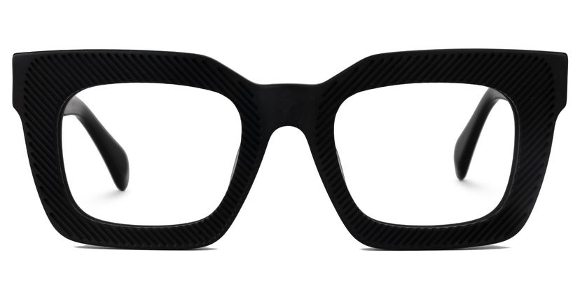 Keisa Black Rectangle Glasses