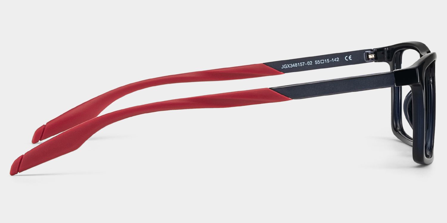 Active Rectangle Black and Red Frame Glasses for Sporty | ZEELOOL4