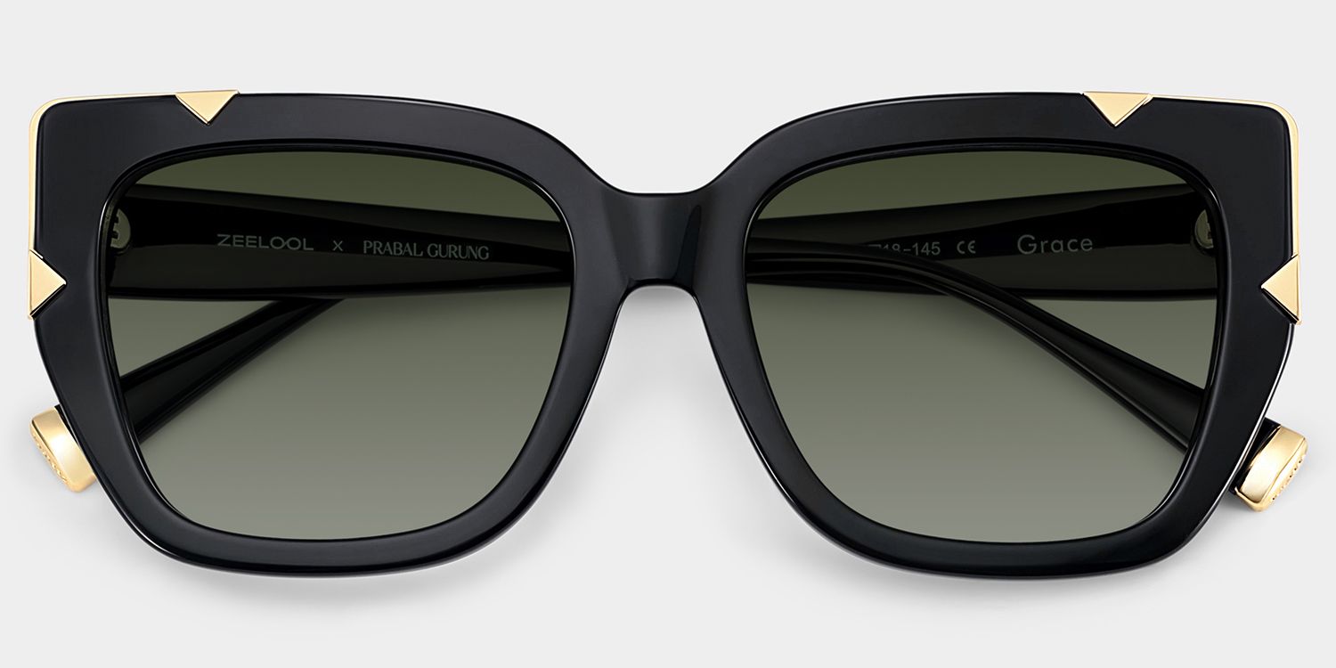 Grace Black Gold Cat Eye Sunglasses to Frame Your Face | ZEELOOL2