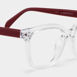 Scarlett Clear Red Square Glasses5