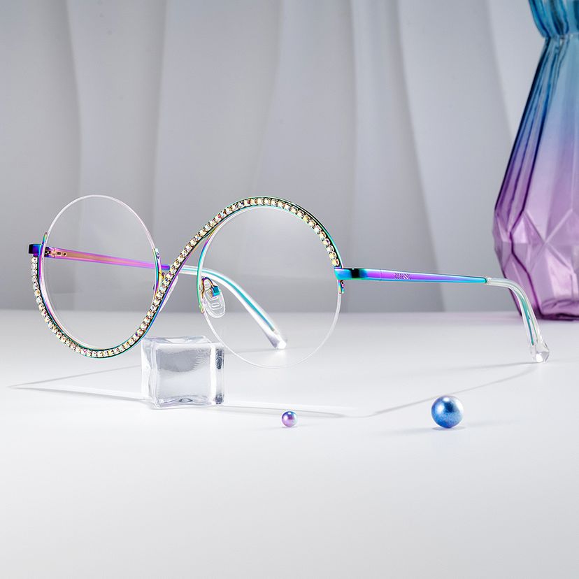 Jaila Iridescent Round Glasses