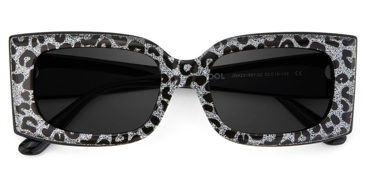 Orduno Gray Leopard Rectangle Sunglasses