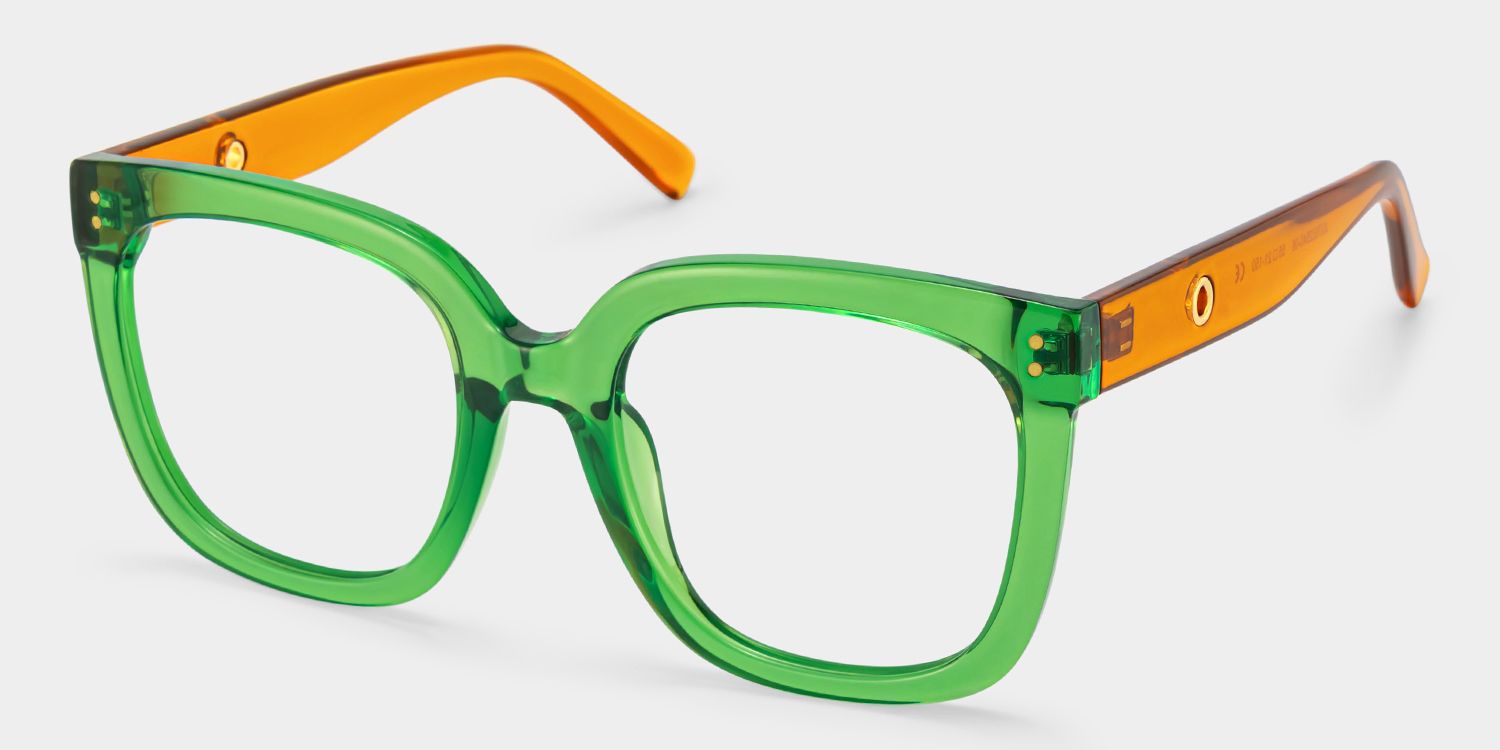 Ebony Square Green TR90 Frame Glasses | ZEELOOL2