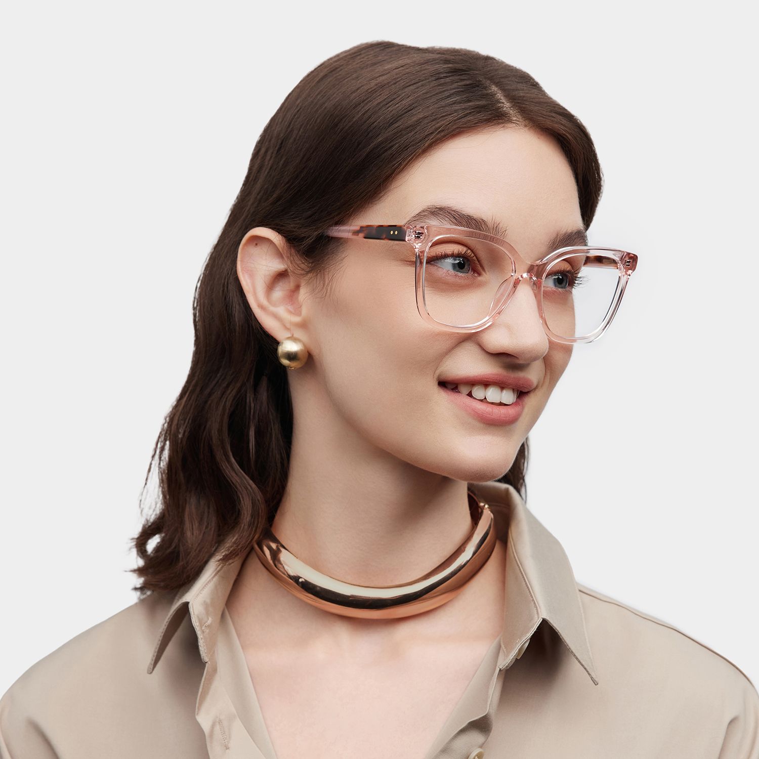 Sage Pink Frame Glasses with Rectangle Frame Online | ZEELOOL1
