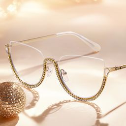 Sparkle Gold Cat eye Glasses0