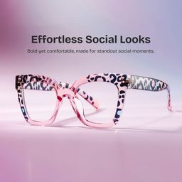 Malcolm Pink-Leopard Square Glasses0