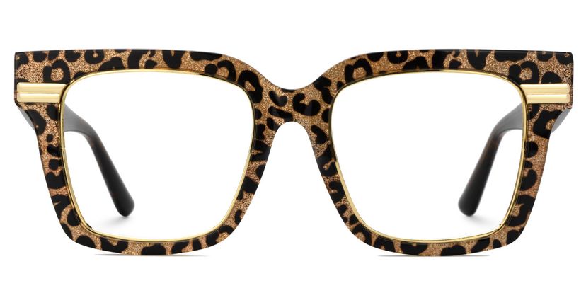 Taylor Gold Leopard Square Glasses