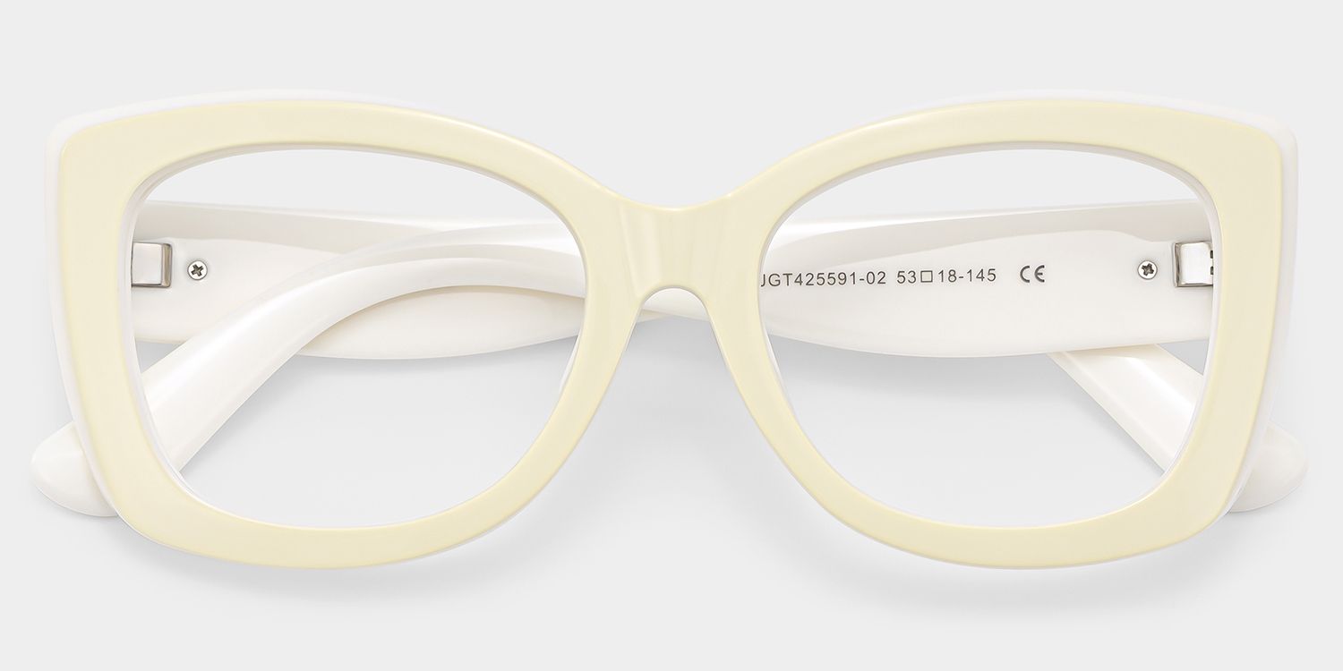 Rosie Cream Thick White Butterfly Frame Glasses | ZEELOOL2